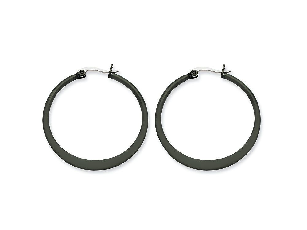 Chisel Stainless Steel Black Ip Plated 34mm Hoop Earrings
