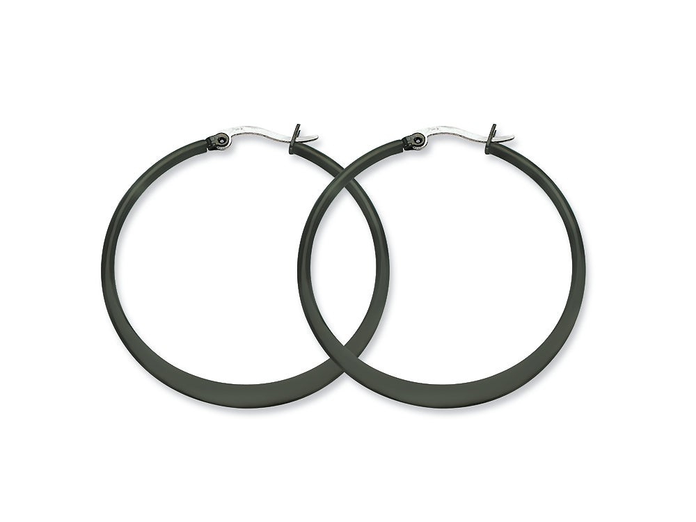 Chisel Stainless Steel Black Ip Plated 43mm Hoop Earrings