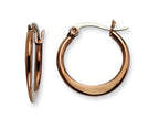 Chisel Stainless Steel Brown Ip Plated 19mm Hoop Earrings