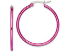 Chisel Stainless Steel Pink Ip Plated 32mm Hoop Earrings