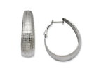 Chisel Stainless Steel Textured Oval Hoop Earrings