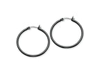 Chisel Stainless Steel Black Ip Plated 32mm Hoop Earrings