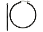 Chisel Stainless Steel Black Ip Plated 40mm Hoop Earrings