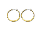 Chisel Stainless Steel Gold Ip Plated Tapered 34mm Hoop Earrings