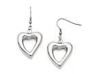 Chisel Stainless Steel Polished Hearts Dangle Earrings
