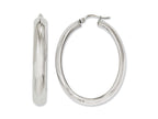 Chisel Stainless Steel Polished Hollow Oval Hoop Earrings