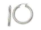 Chisel Stainless Steel Textured Hollow Hoop Earrings