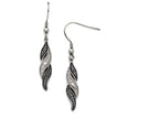 Chisel Stainless Steel Antiqued CZ Shepherd Hook Earrings