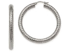 Chisel Stainless Steel Polished Textured Hoop Earrings
