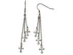 Chisel Stainless Steel Multi Strand Cross Dangle Shepherds Hook Earrings