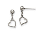 Chisel Stainless Steel 5 Mm Ball Post Heart Dangle Earrings
