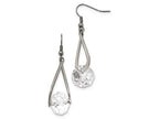 Chisel Stainless Steel Polished Glass Shepherd Hook Earrings