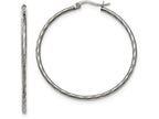 Chisel Stainless Steel Polished And Textured Hoop Earrings