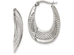 Chisel Stainless Steel Polished And Textured Swirl Hoop Earrings
