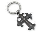 Chisel Stainless Steel Black-plated Cross Key Chain