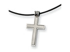 Chisel Stainless Steel Leather Cord Cross Necklace - 18 inches