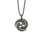 Chisel Stainless Steel Antiqued and Textured Circle 22in Necklace