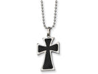 Chisel Stainless Steel Carbon Fiber Cross Necklace