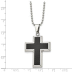 Chisel Stainless Steel Carbon Fiber Cross Necklace - 22 inches