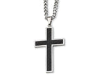 Chisel Stainless Steel Carbon Fiber Cross Necklace - 24 inches
