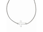 Chisel Stainless Steel Polished Sideways Cross Necklace