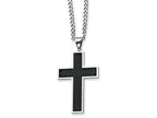 Chisel Stainless Steel Carbon Fiber Cross Necklace - 24 inches