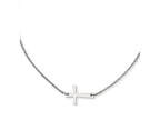 Chisel Stainless Steel Polished Sideways Cross  Necklace