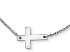 Chisel Stainless Steel Polished Sideways Cross Necklace