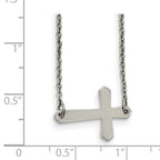 Chisel Stainless Steel Polished Sideways Cross Necklace