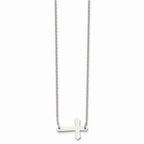Chisel Stainless Steel Polished Sideways Cross Necklace
