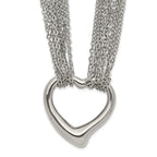Chisel Stainless Steel Multi Strand Polished Heart Toggle Necklace