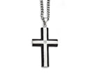 Chisel Stainless Steel Brushed And Polished Black Ip-plated Cross With CZ  Necklace