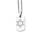 Chisel Stainless Steel Star Of David CZ Dog Tag Polished Necklace