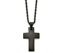 Chisel Stainless Steel Black Ip-plated Brushed Cross Necklace