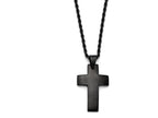 Chisel Stainless Steel Black Ip-plated Polished Cross Necklace
