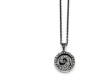 Chisel Stainless Steel Marcasite And Antiqued Swirl Necklace