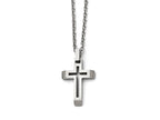 Chisel Stainless Steel Polished And Brushed Cut-out Cross Necklace