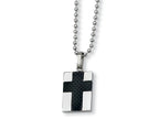 Chisel Stainless Steel Carbon Fiber Cross Necklace - 22 inches