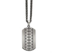 Chisel Stainless Steel Brushed W/black CZ Necklace