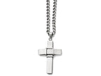 Chisel Stainless Steel Polished And Brushed Cross Necklace
