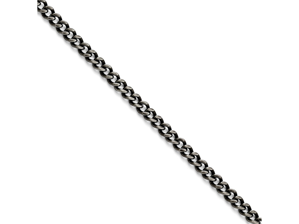 Chisel Stainless Steel 6.75mm Polished And Antiqued Curb Chain Necklace