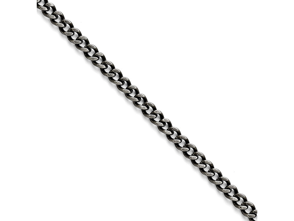 Chisel Stainless Steel 7.50mm Oxidized Curb Chain Necklace
