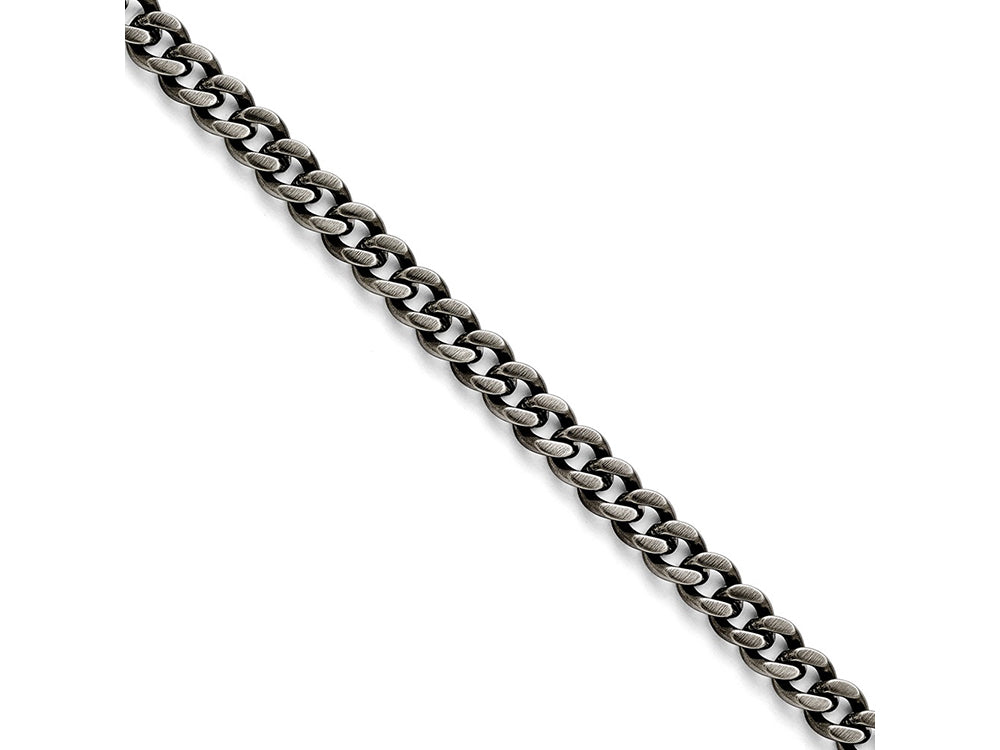 Chisel Stainless Steel 9.25mm Oxidized Curb Chain Necklace