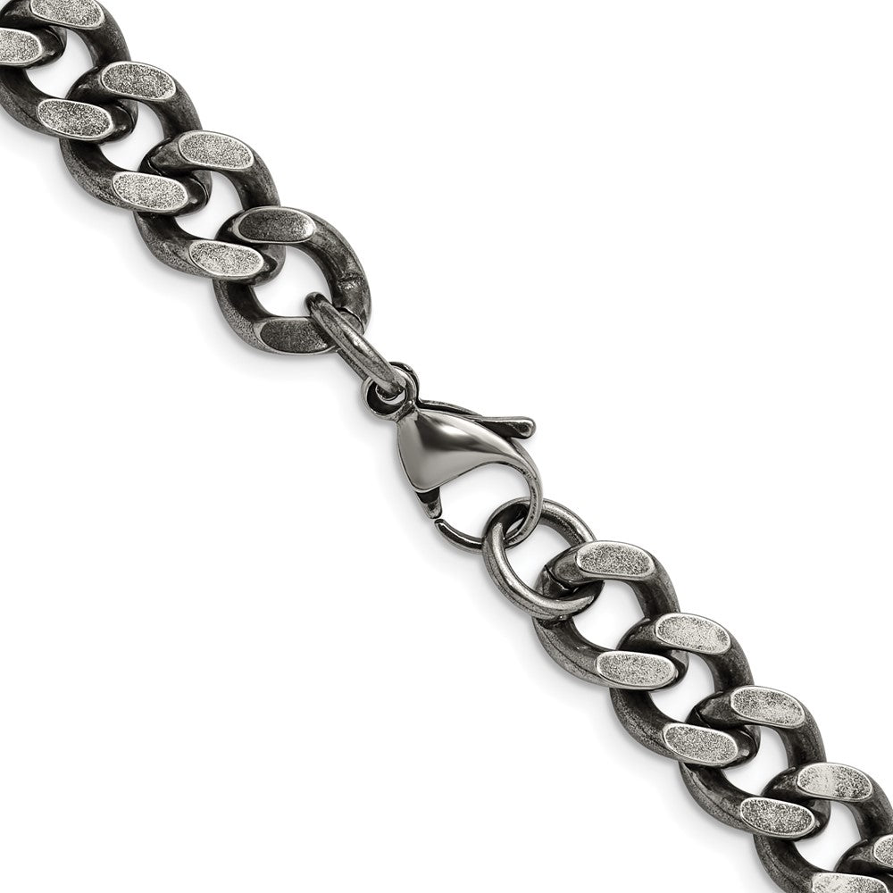 Chisel Stainless Steel 9.25mm Oxidized Curb Chain Bracelet 9 Inch length