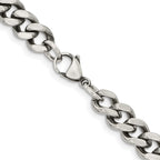 Chisel Stainless Steel 9.25mm Oxidized Curb Chain Bracelet 9 Inch length