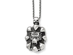 Chisel Stainless Steel Antiqued Skull And Tiger Necklace