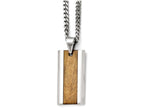 Chisel Stainless Steel Polished Wood Inlay Enameled Necklace