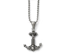 Chisel Stainless Steel Polished And Antiqued Anchor Necklace