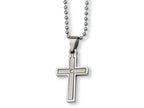 Chisel Stainless Steel Diamond Accent Cross Necklace - 22 inches