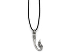 Chisel Stainless Steel Polished And Antiqued Hook Necklace